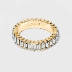 Sugarfix by BaubleBar Crystal Baguette Ring Gold Size 8 NWT